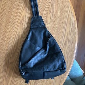 Vintage Graffea black leather convertible backpack